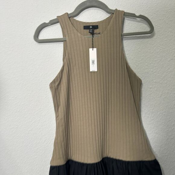 NEW Banana Republic Ribbed Racerback Tank Drop Waist Maxi Dress Olive Black Sz M - Picture 12 of 14
